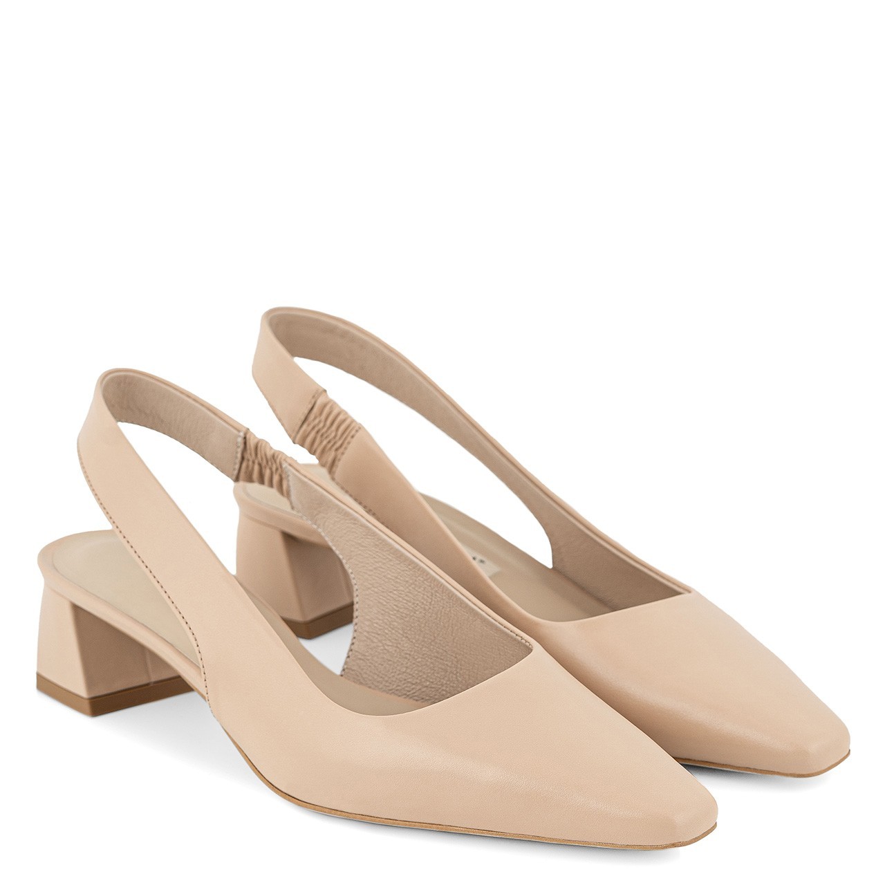 Beige pumps with slightly square toes