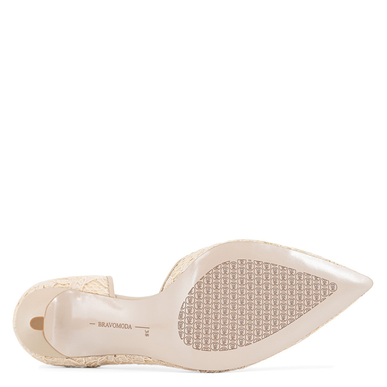 Szpilki na wysokim obcasie z koronki