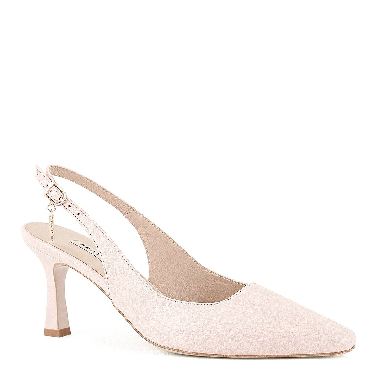 Pudrowo różowe czółenka z kwadratowym noskiem