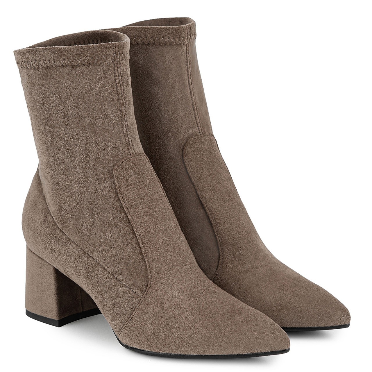 Taupefarbene Stiefeletten mit eng anliegendem Schaft