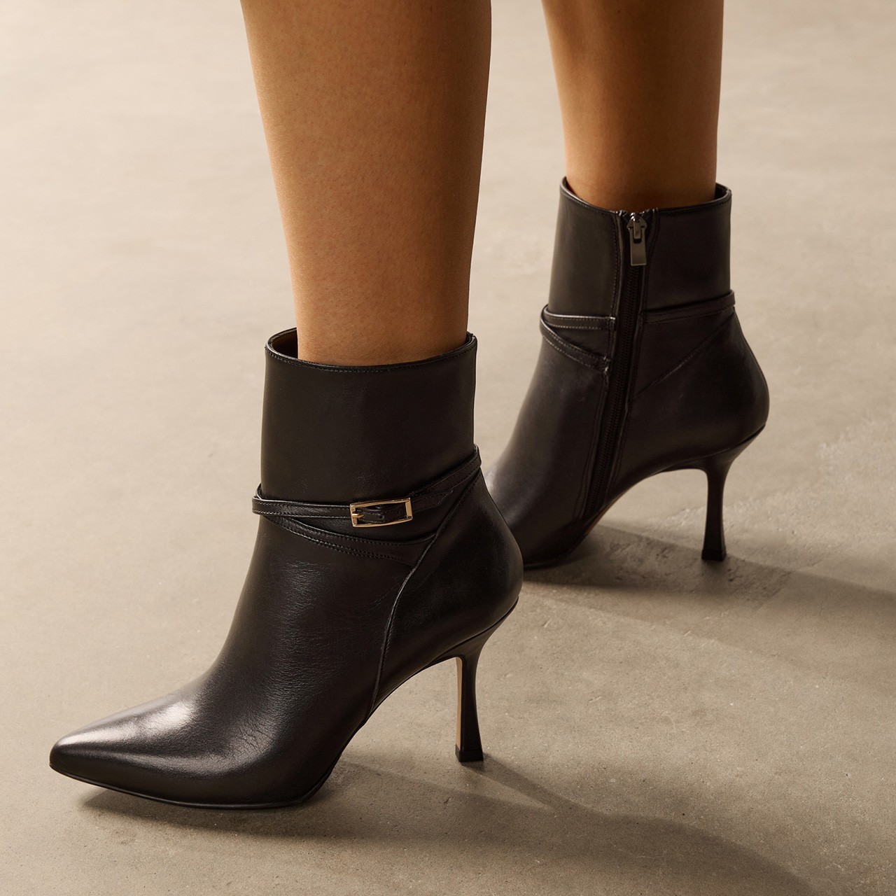 Premium schwarze Stiefeletten mit hohem Stilettoabsatz