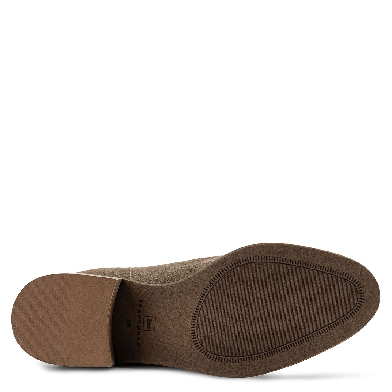 Grey-brown slip-on boots with a 4 cm heel