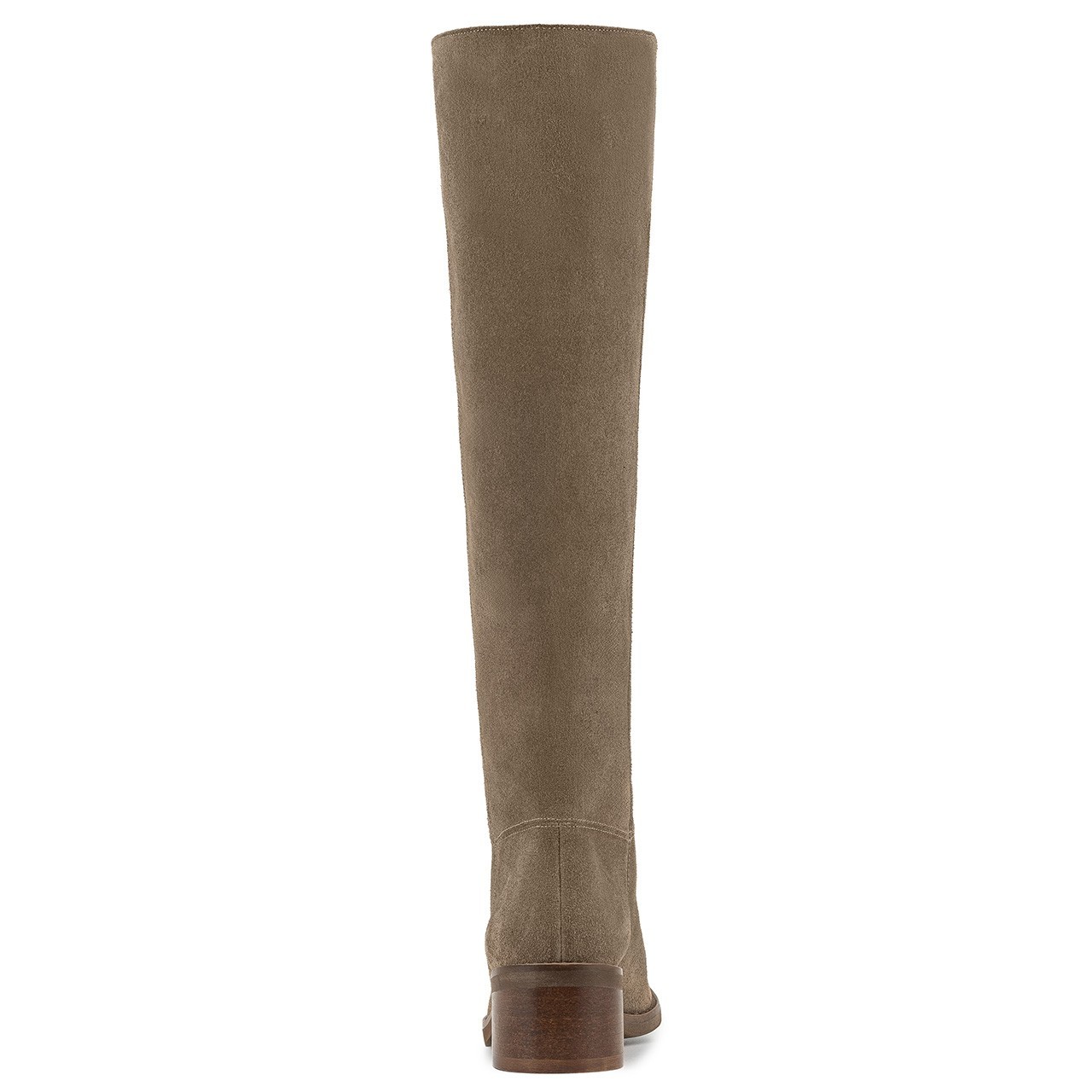 Gray-brown boots made of natural velor leather with a low heel