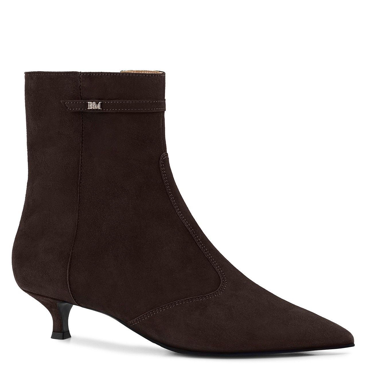 Braune Stiefeletten mit niedrigem Absatz aus naturbelassenem Veloursleder