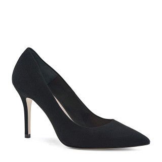 Black suede stilettos made from genuine suede leather