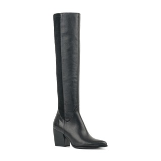 Black high-heeled boots