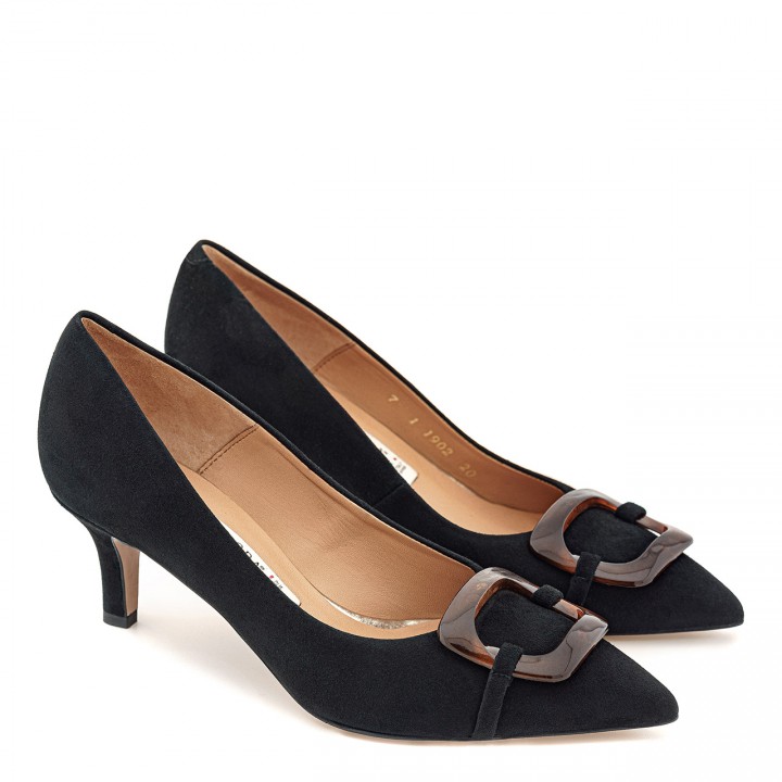 Black pumps made by hand from natural suede leather