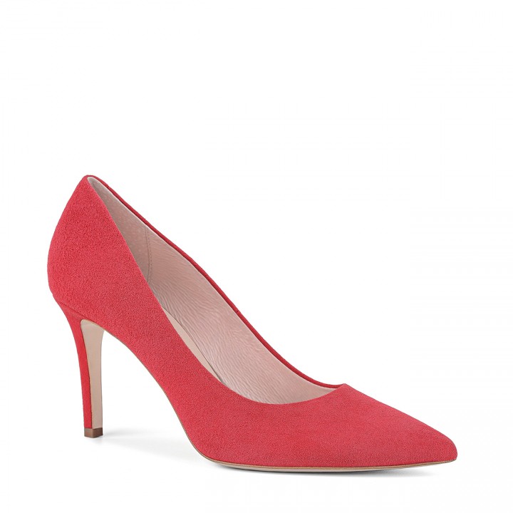 Exceptional high-heeled pumps made of natural suede leather