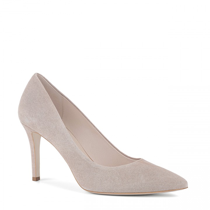 Comfortable high-heeled pumps made of natural suede leather