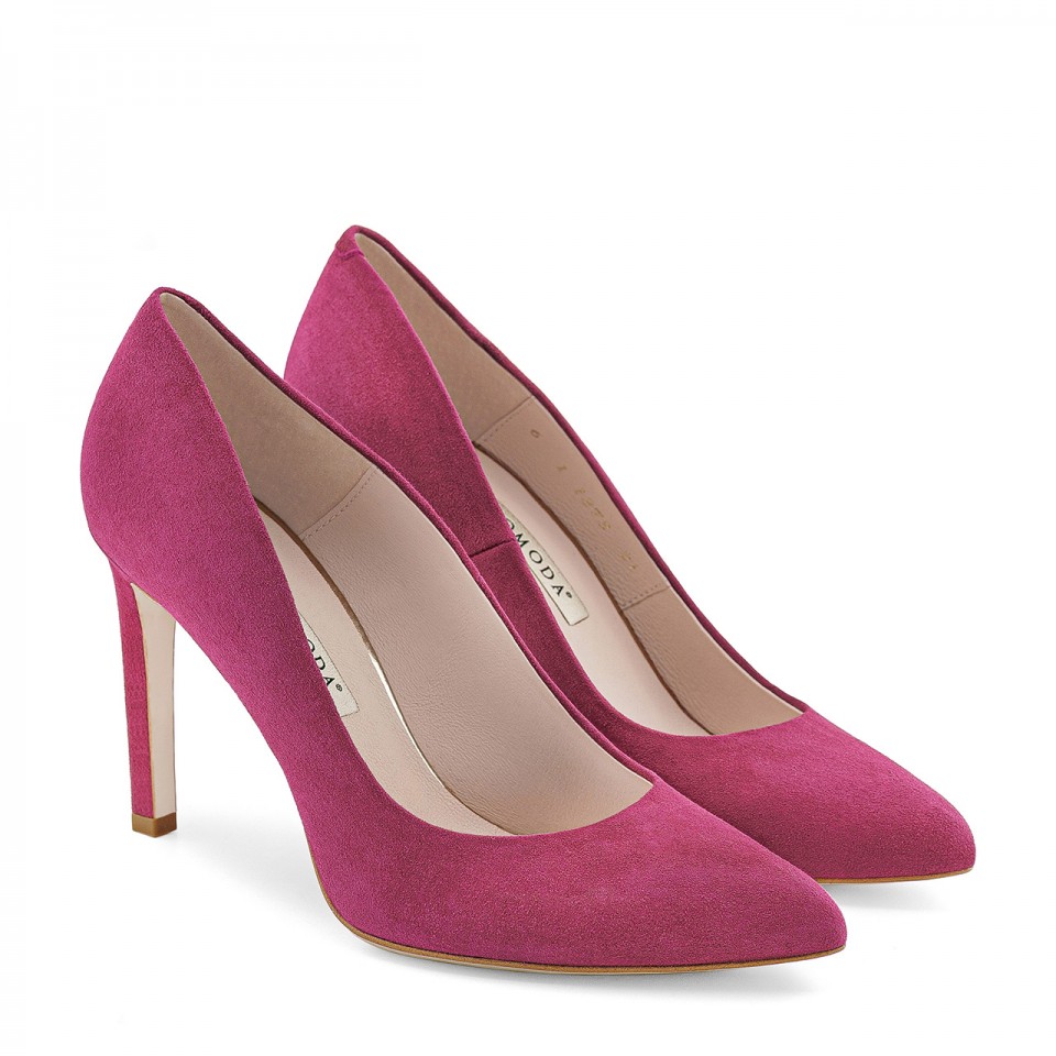 Suede stilettos in fuchsia color