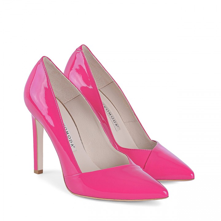 High glossy fuchsia-colored stilettos
