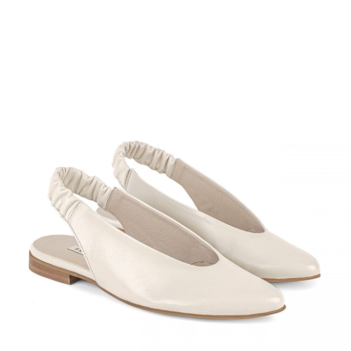 Open-back ballerina flats made from genuine grain leather
