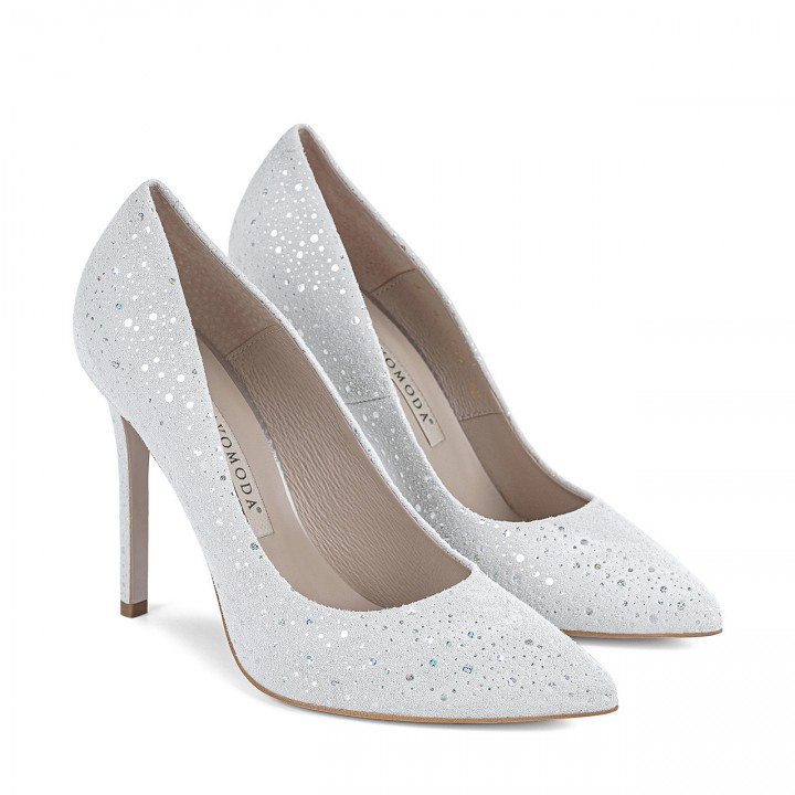 Leather bridal high heels for women