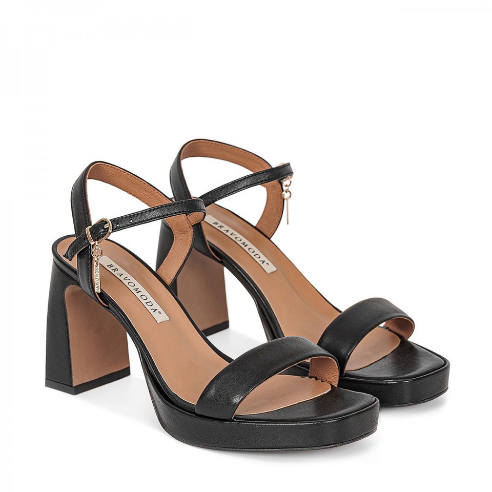 Platform sandals with a high block heel
