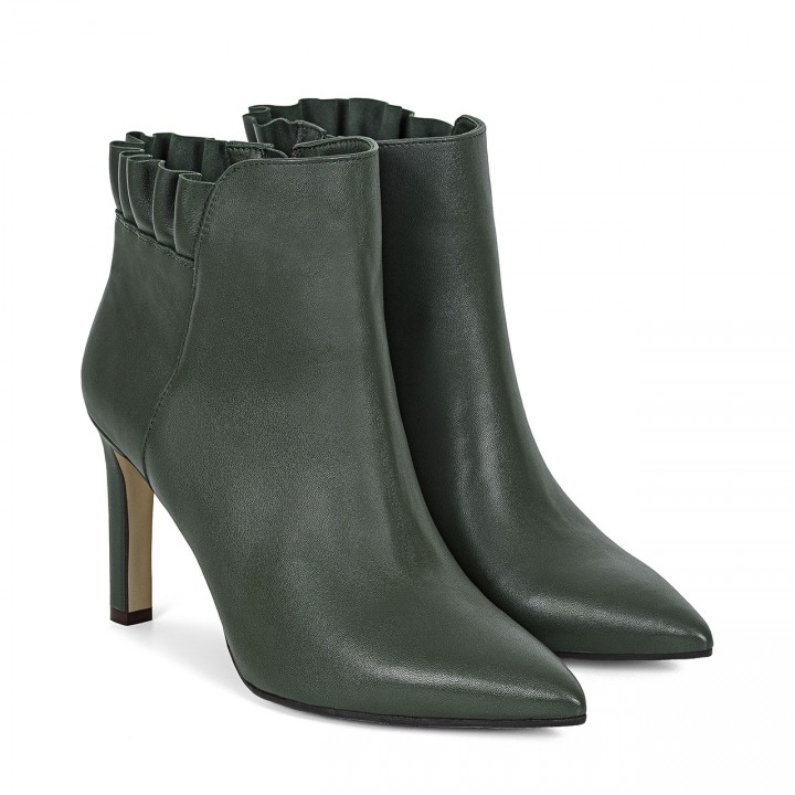 Leather ankle boots with a high heel