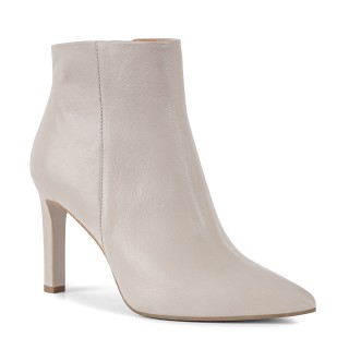 Classic leather ankle boots with a 9 cm stiletto heel in ivory color