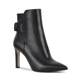 Classic black boots made of natural grain leather with a high heel