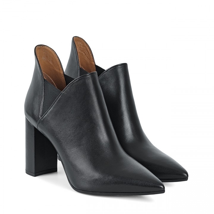 Black high-heeled ankle boots