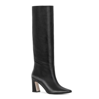 Black leather boots with a thick 7,5 cm high heel