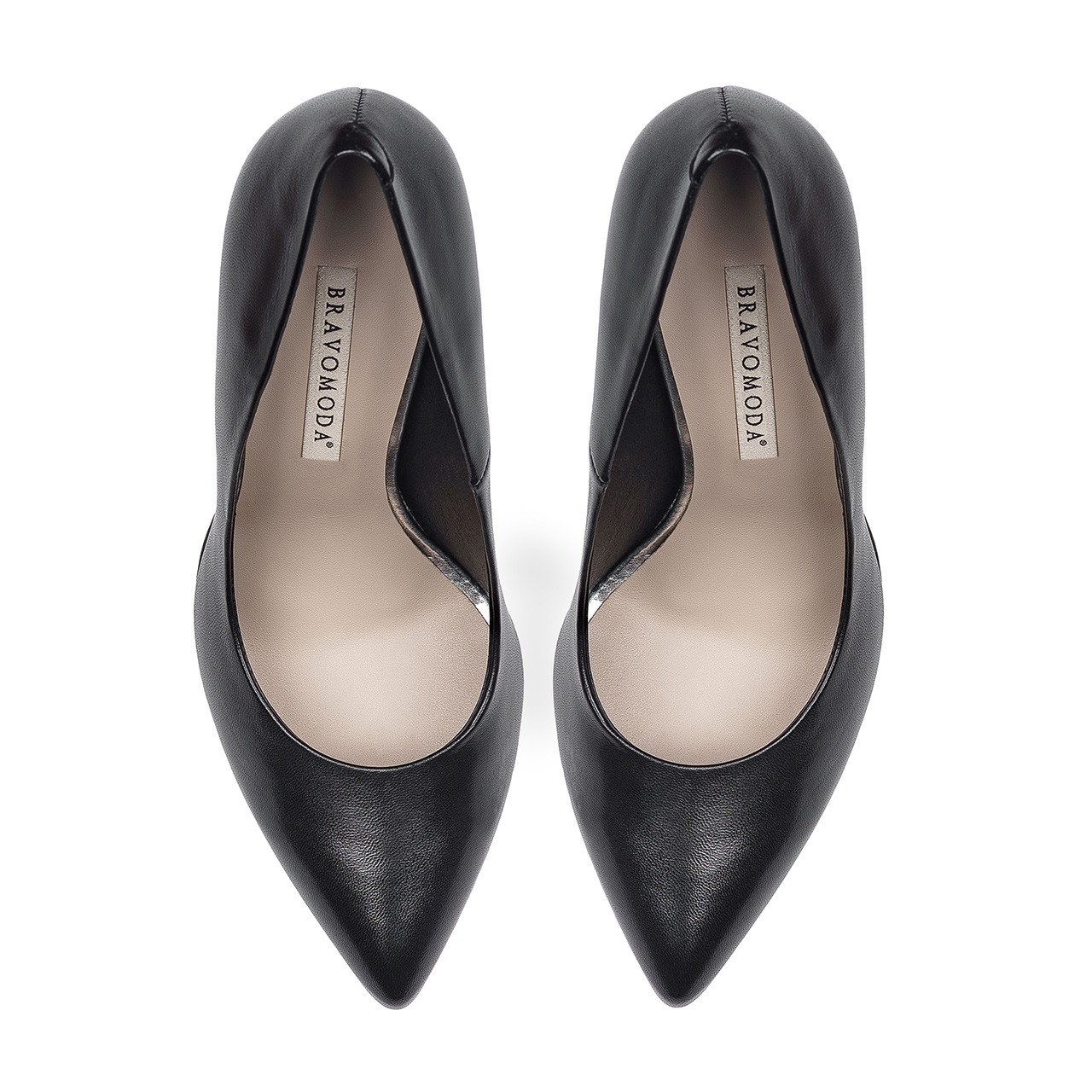 Classic black leather pumps with a slightly thicker stiletto heel ...