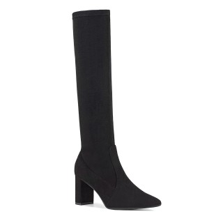 Fitted over-the-knee boots in black with a stable heel