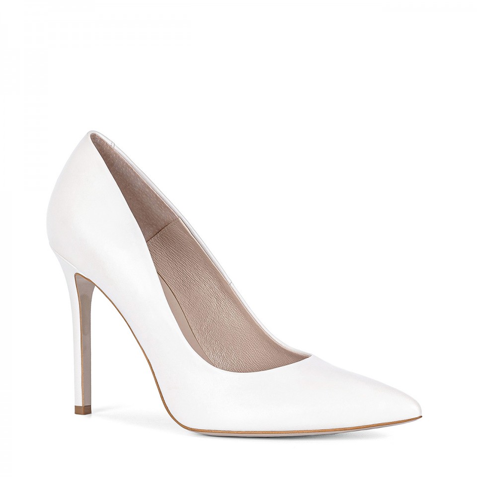 Classic high white wedding stilettos
