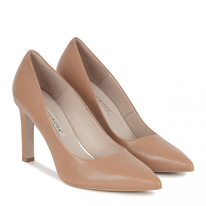 Classic women's toffee leather pumps