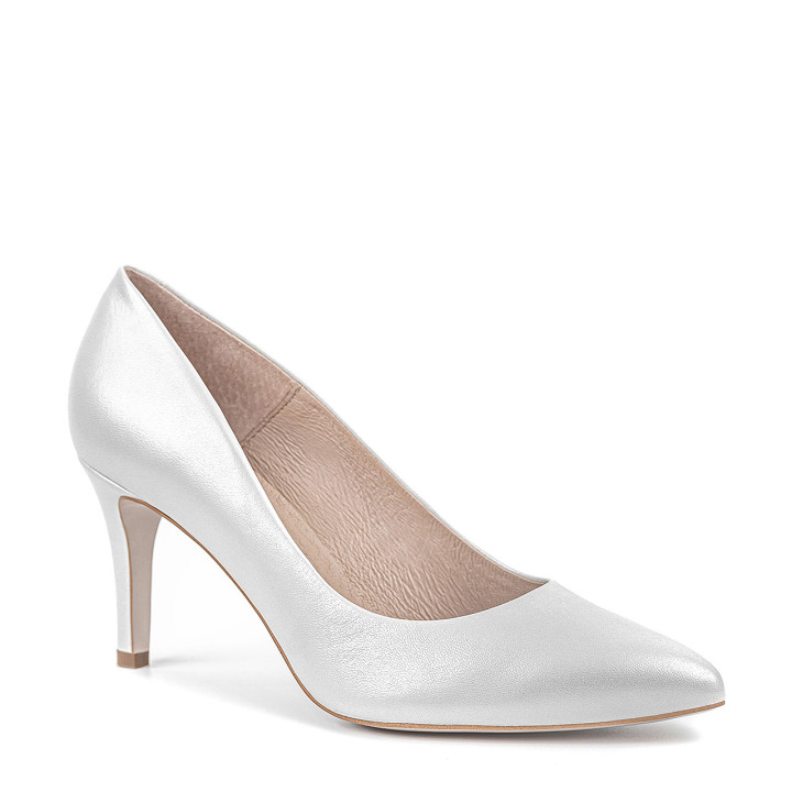 White pearl wedding high heels