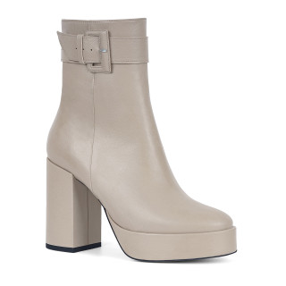 Women's leather ankle boots with a stable platform heel