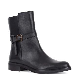 Women's ankle boots with a flat heels handmade of natural black grain leather