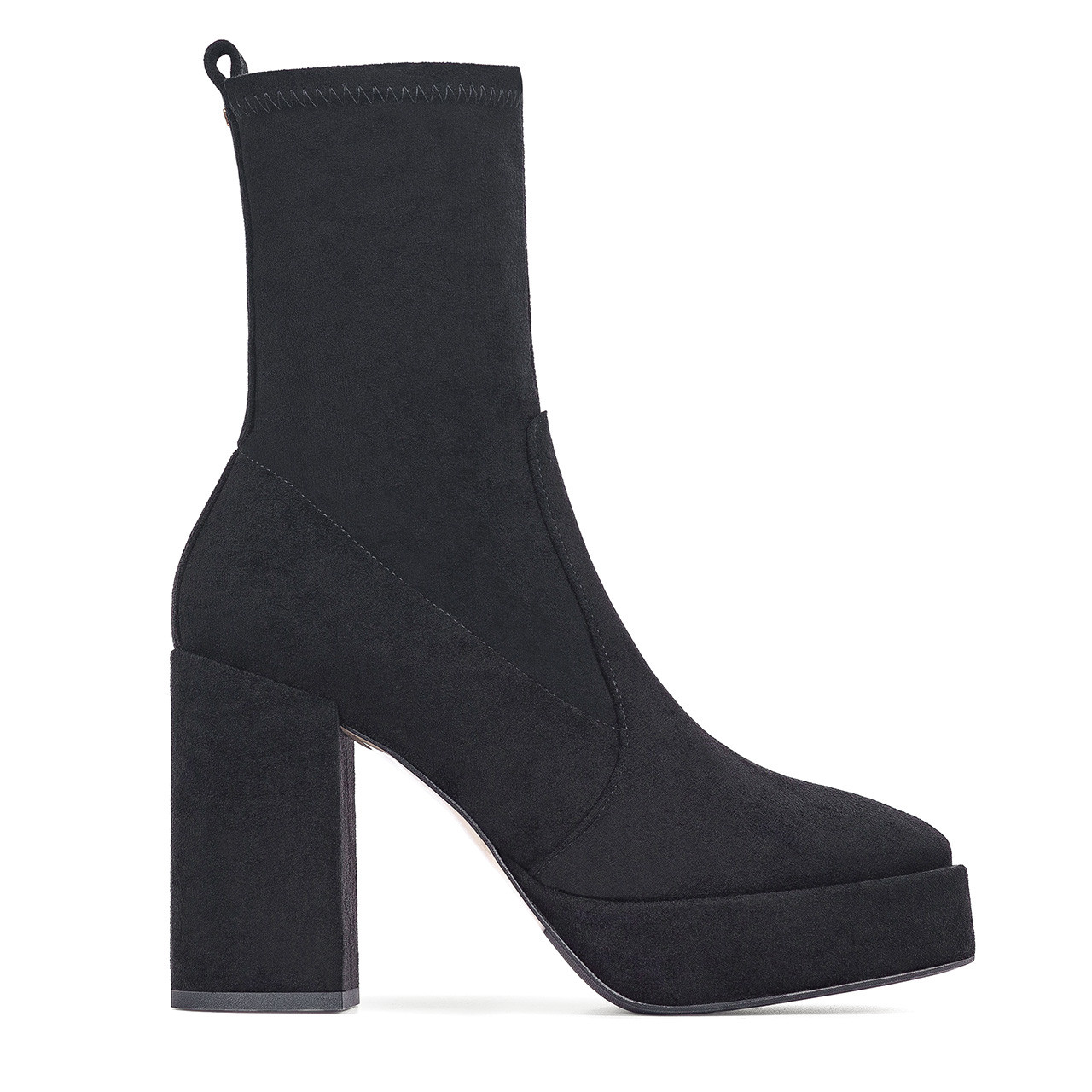 Black premium leather ankle boots with a flexible upper