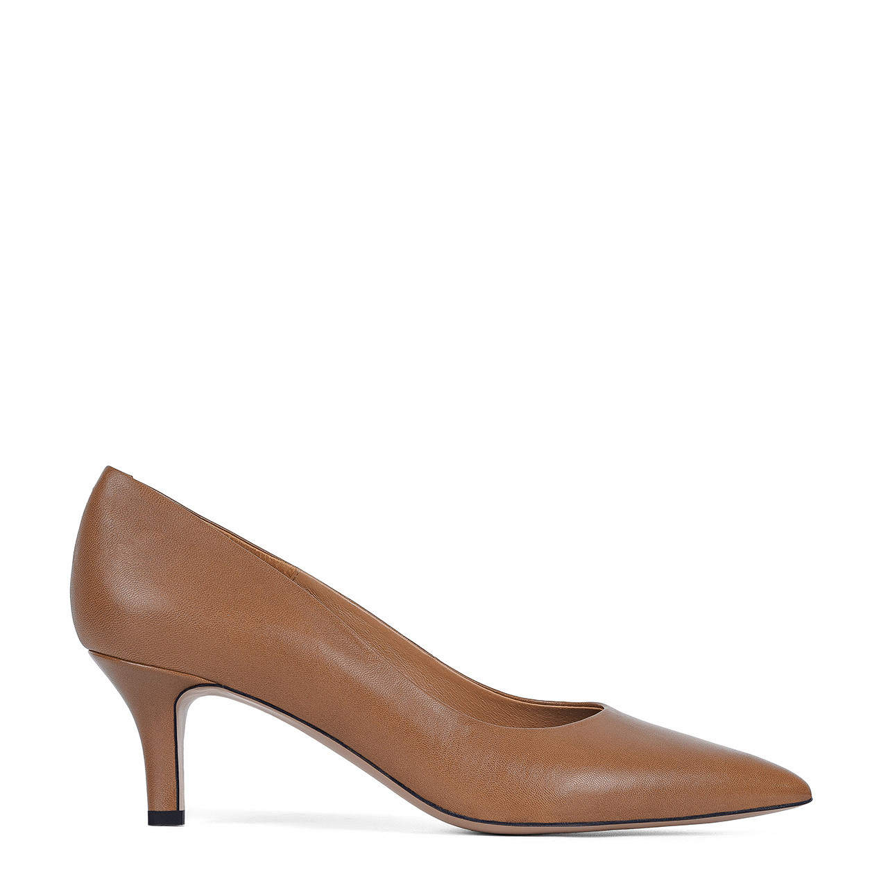Premium leather low heels in brown color