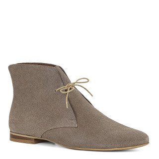 Grey lace-up ankle boots made from natural velour leather