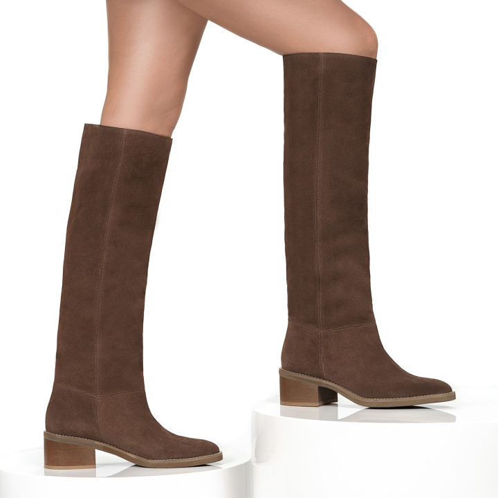 Brown slip-on boots