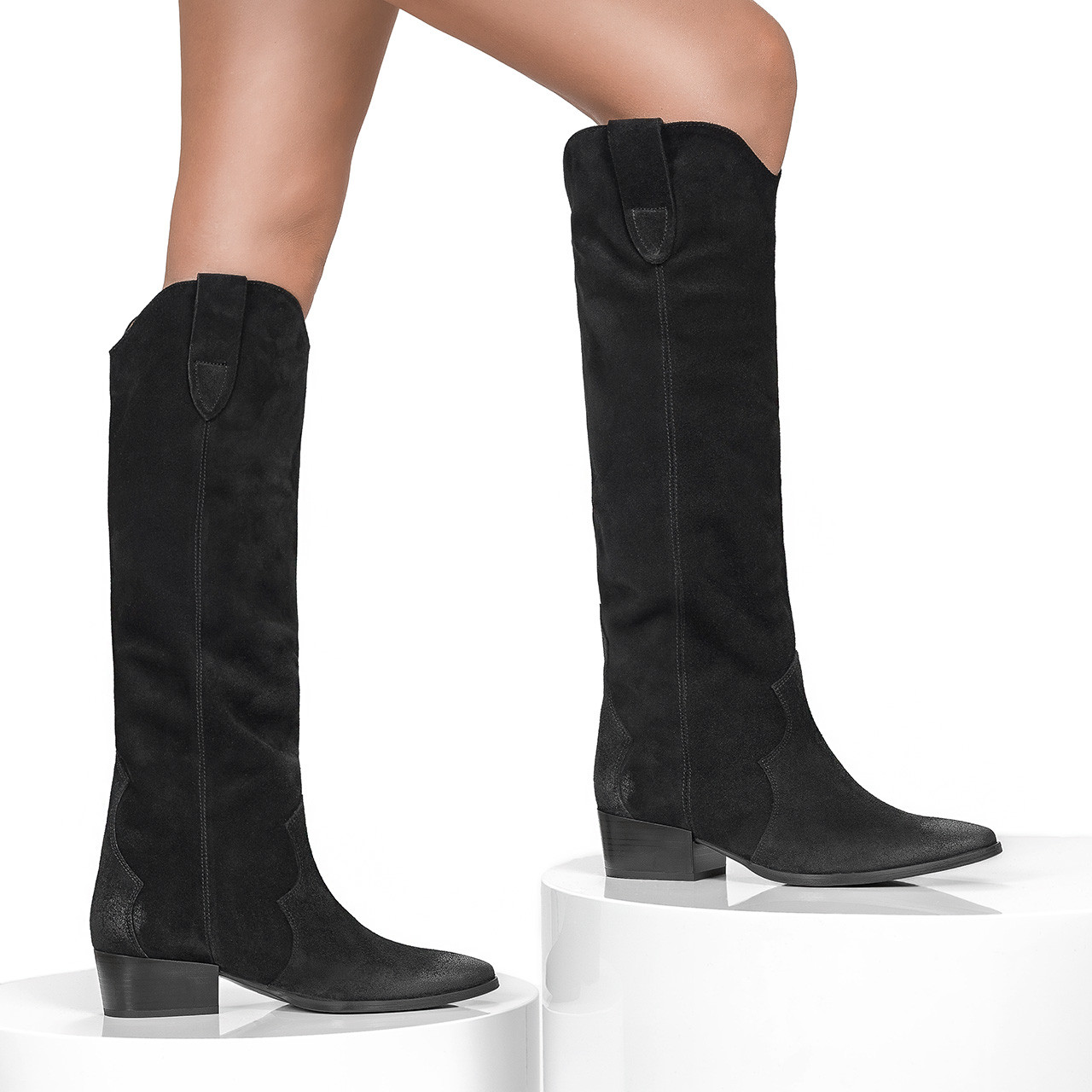 Women's Block Heeled Long Boots Solid Color Side Zipper - Temu