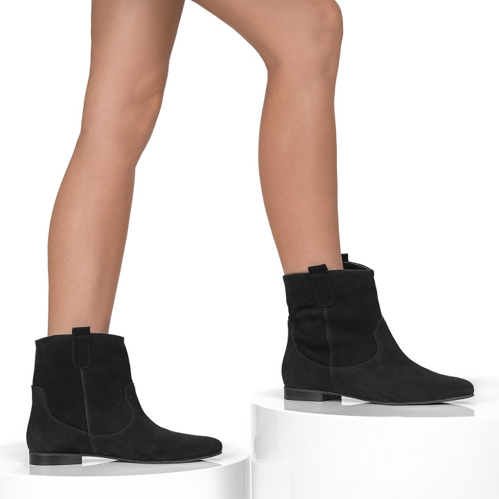 Black velvet ankle boots