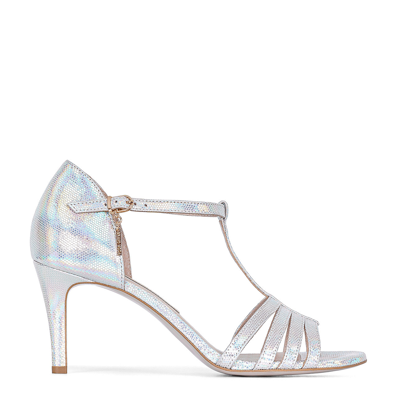Silver Patent Leather High Heeled Fang Sandals – ADONIS BOUTIQUE