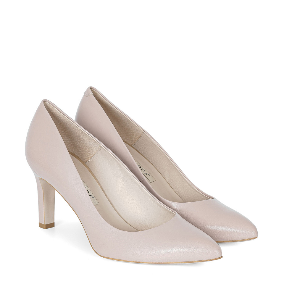 Powder pink leather high heels