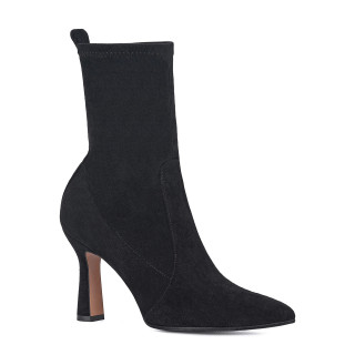 Elegant black fitted high-heeled ankle boots