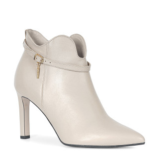 High heel ankle boots made of natural ivory grain leather