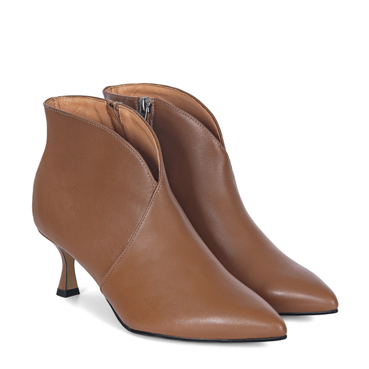 Brown ankle boots with a low heel