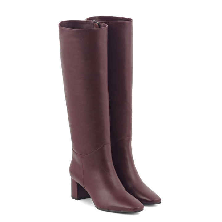 Burgundy high heel boots