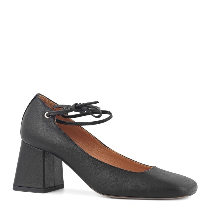 Leather block heel pumps on sale