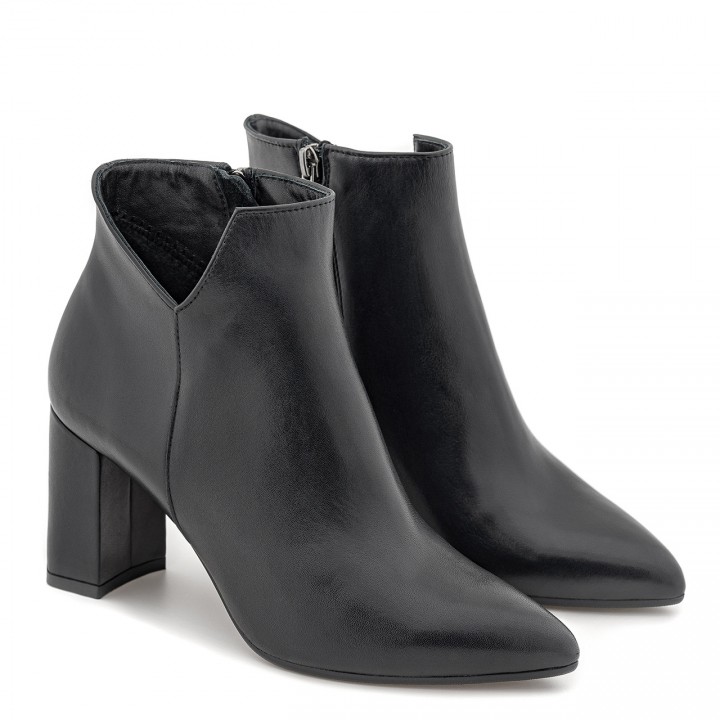 Black ankle boots made by hand from natural grain leather