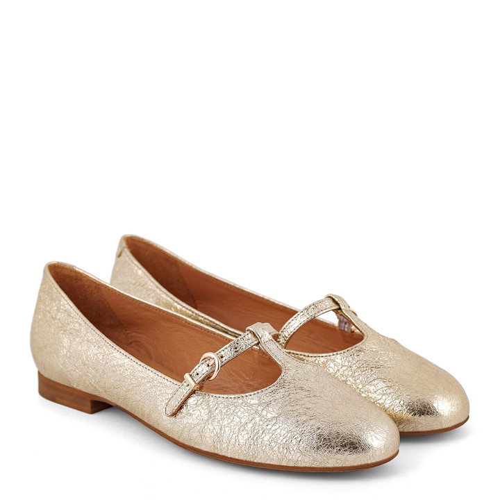 Elegant gold leather ballet flats