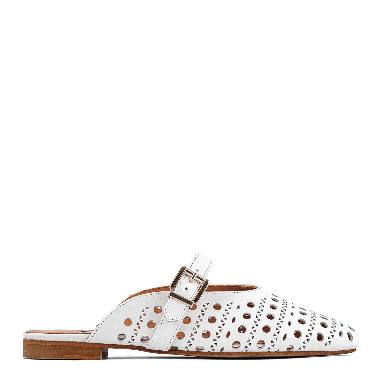 Leather openwork flip-flops