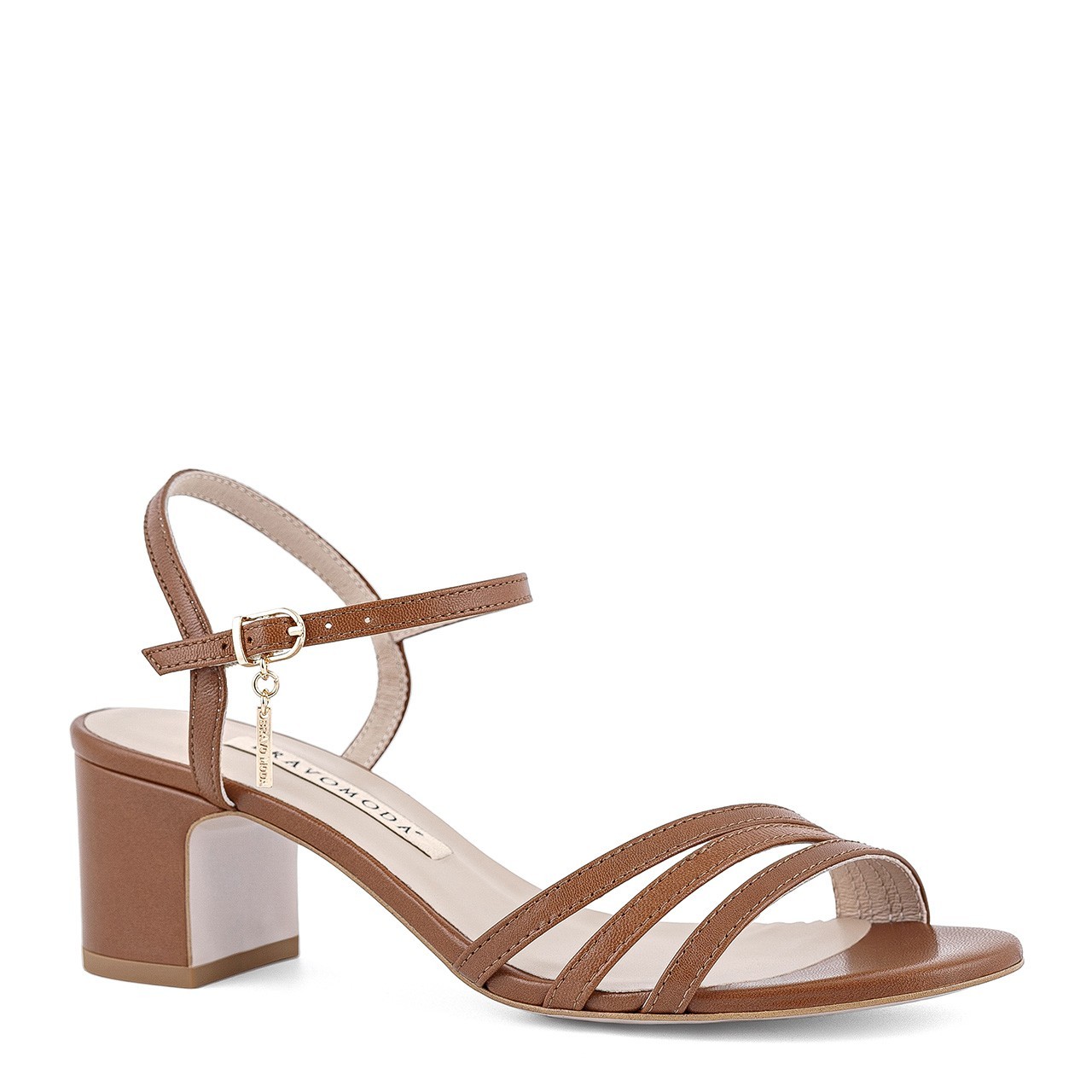 Brown high heel sandals made of natural leather