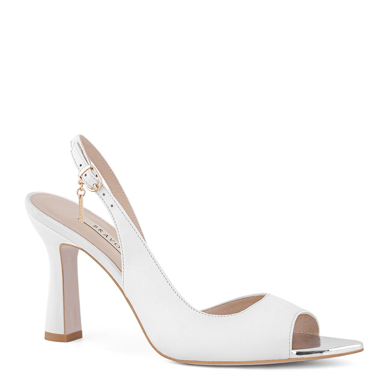 Wedding sandals made of natural grain leather with high heels