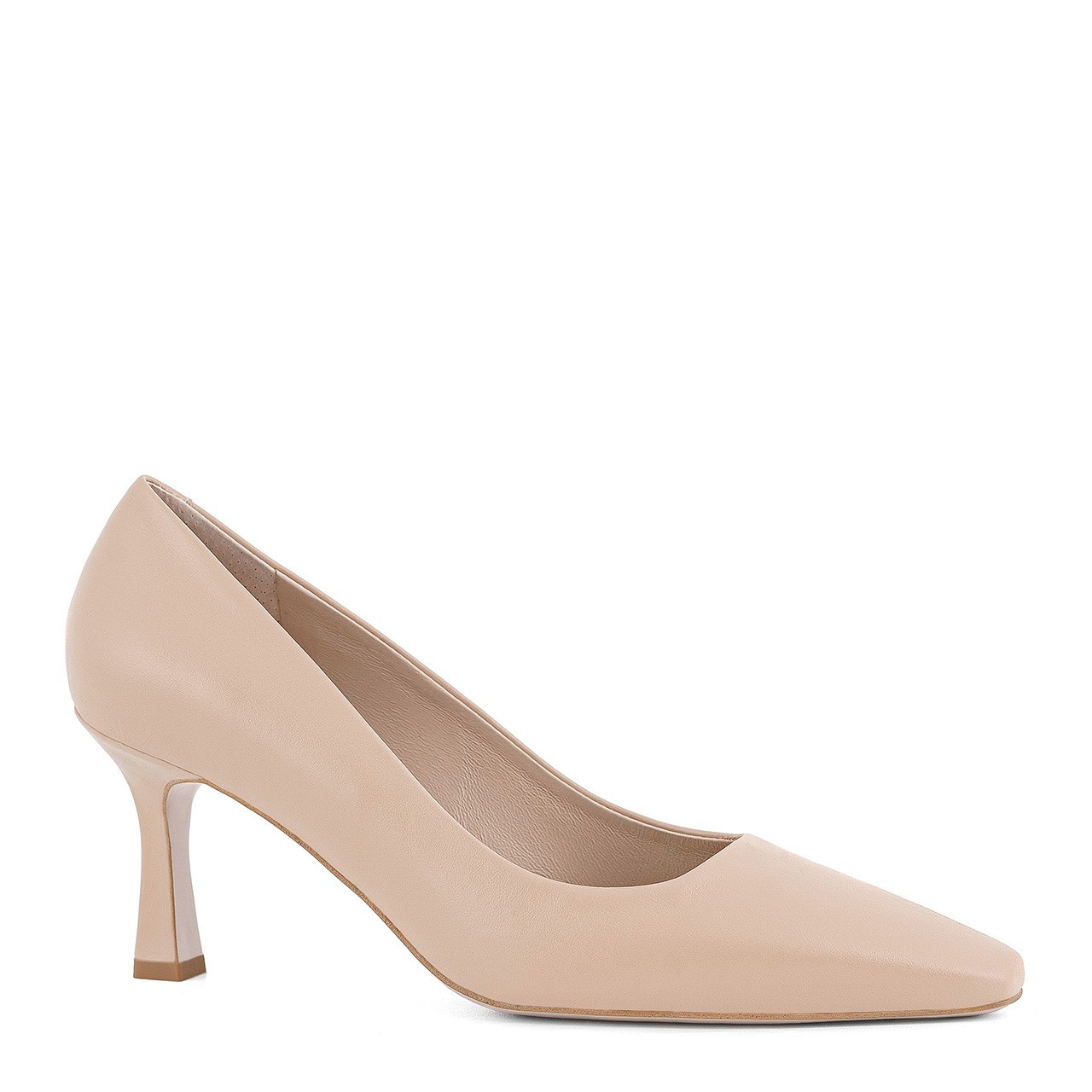 Light beige square toe pumps