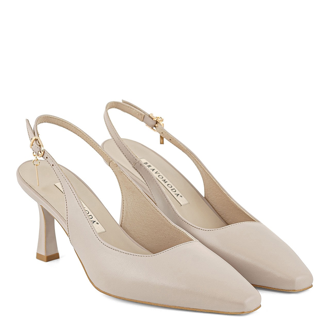 Beigefarbene High Heels aus Naturleder